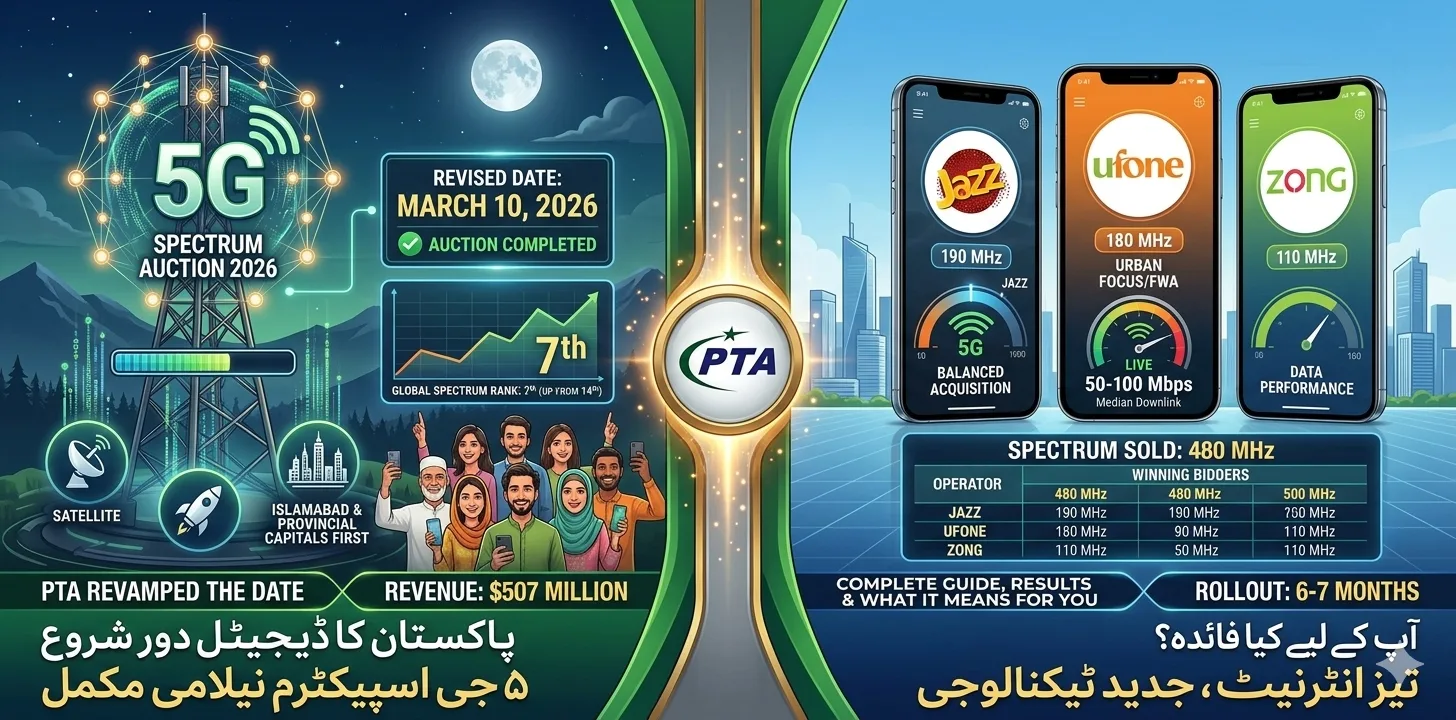 PTA Announces New Date for Pakistan's 5G Spectrum Auction 2026 – Complete Guide, Results & What It Means for You