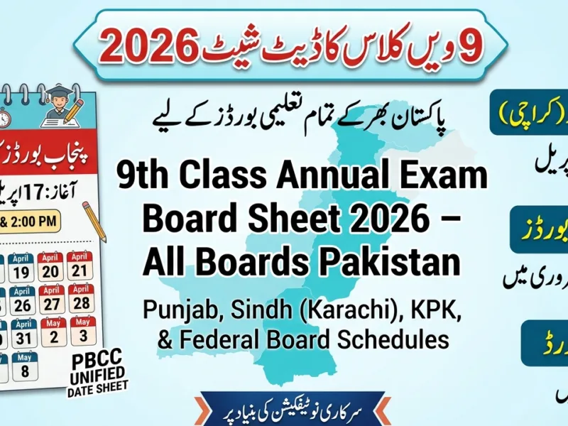 9th Class Annual Exam Board Sheet 2026 – All Boards Pakistan