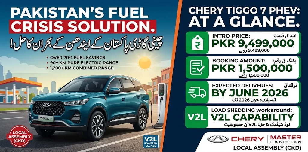 Chery Master Pakistan Launches Tiggo 7 PHEV as a Solution to Pakistan's Fuel Crisis