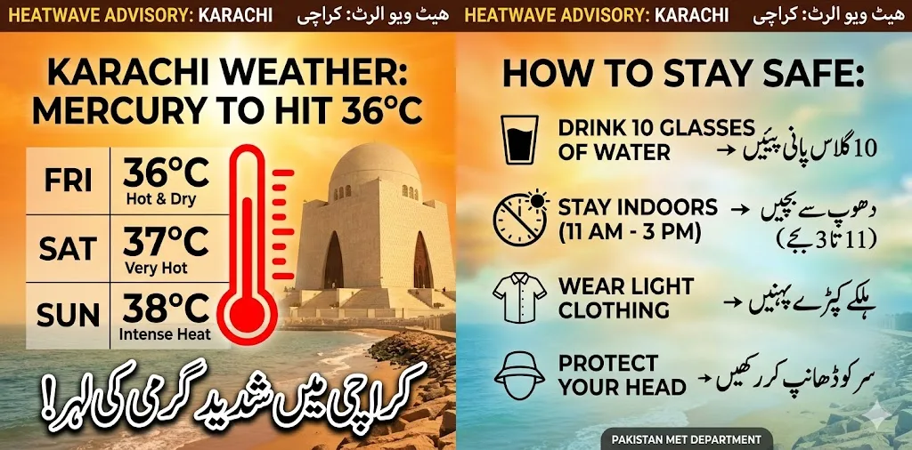 Karachi Weather to Turn Hot as Temperatures Soar, Mercury Likely to Hit 36°C